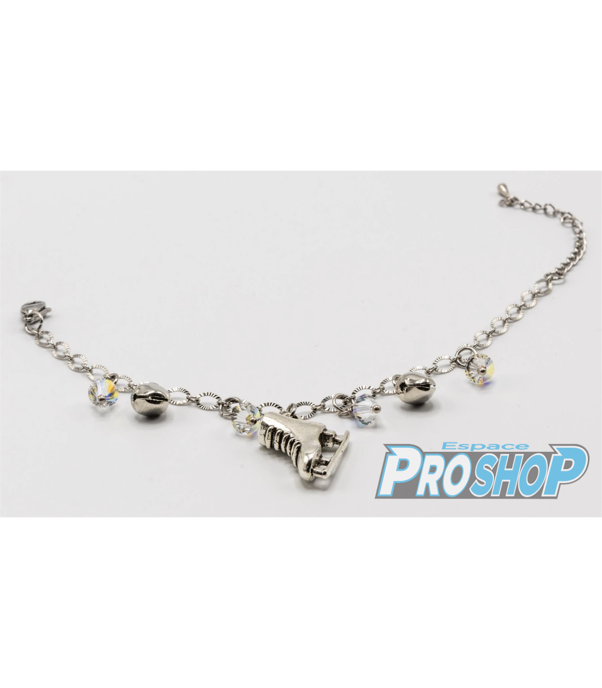 Bracelet De Patinage Artistique – Collier Perles Acier Inox – Cadeau Pour Patineuse, Fille, Femme – Longueur Réglable 43+5 Cm