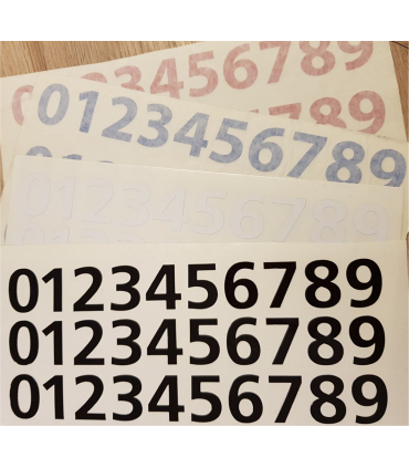 Autocollants Numéros pour Casques 3 cm Planche de 30 chiffres