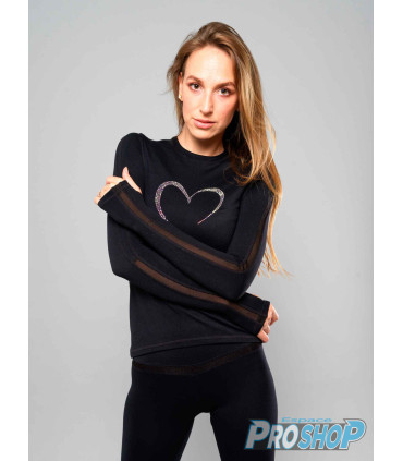 Tee shirt Thuono HEART Performance, noir et maille noire