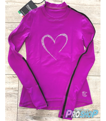 Tee shirt HEART Performance, fuchsia et maille noire