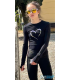 Tee shirt Thuono HEART Performance, noir et maille noire